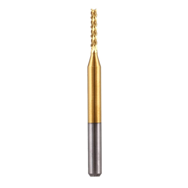 HOZLY 10Pcs 1/8'' Shank 1.5mm Titanium Coat Carbide End Mill Engraving Bits CNC Rotary Burrs Tool For PCB Mould Plastic Fiber Carbon Fiber Hardwood - Image 2